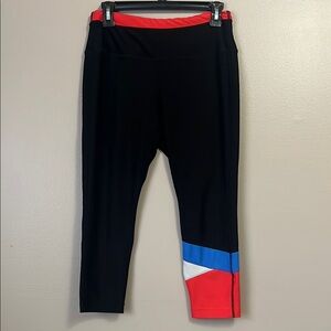 Colorblock Leggings with Red and Blue Accents